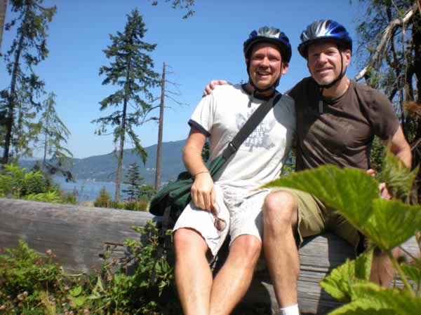 Photo Opp alongside a trail in Stanley Park. West Vancouver is in the background.