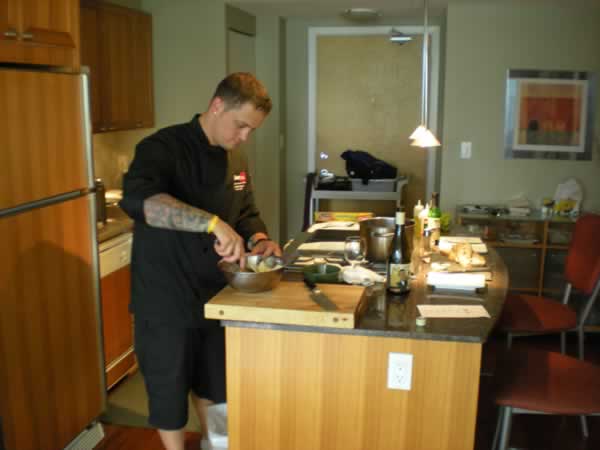 Donnie working in the kitchen to prepare our meals