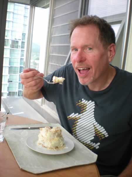 The mini coconut wedding cakes were out of this world. They were so moist and sweet. Donnie even left us with an extra one.