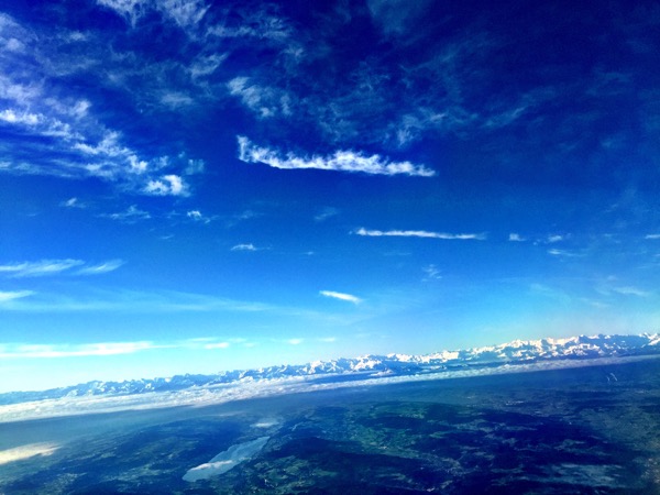 Descending into Zürich with a great view of the Alps.